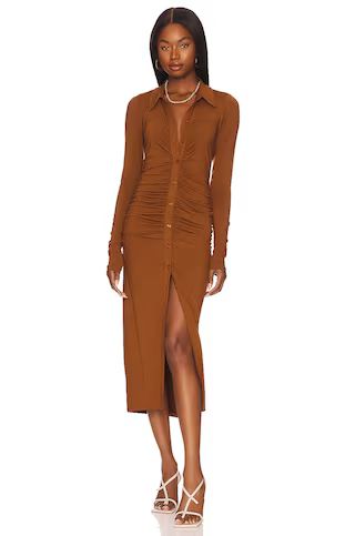 Good American Good Touch Button Front Midi in Burnt Caramel002 from Revolve.com | Revolve Clothing (Global)
