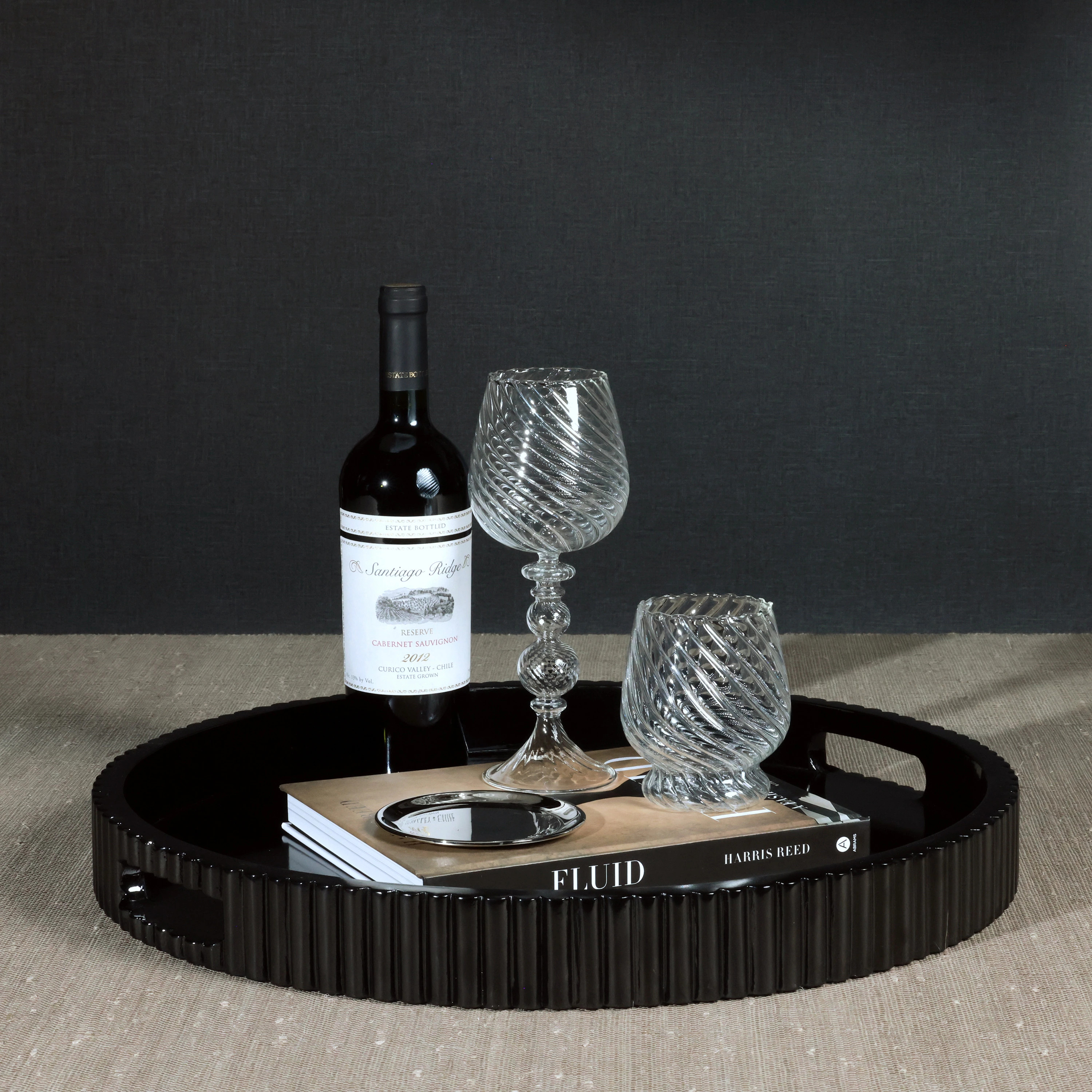 Tivoli Ribbed Lacquered Round Tray | Bed Bath & Beyond