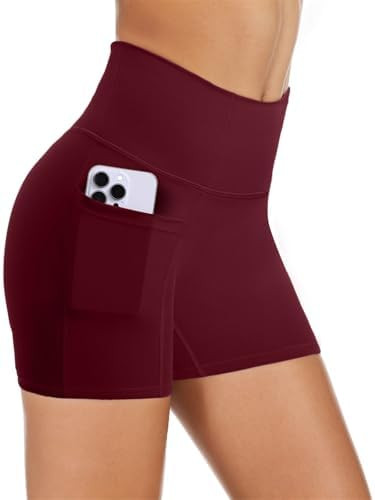 COPYLEAF Biker Shorts Women with Pockets 5'' High Waisted Workout Shorts | Buttery Soft Stretch, ... | Amazon (US)