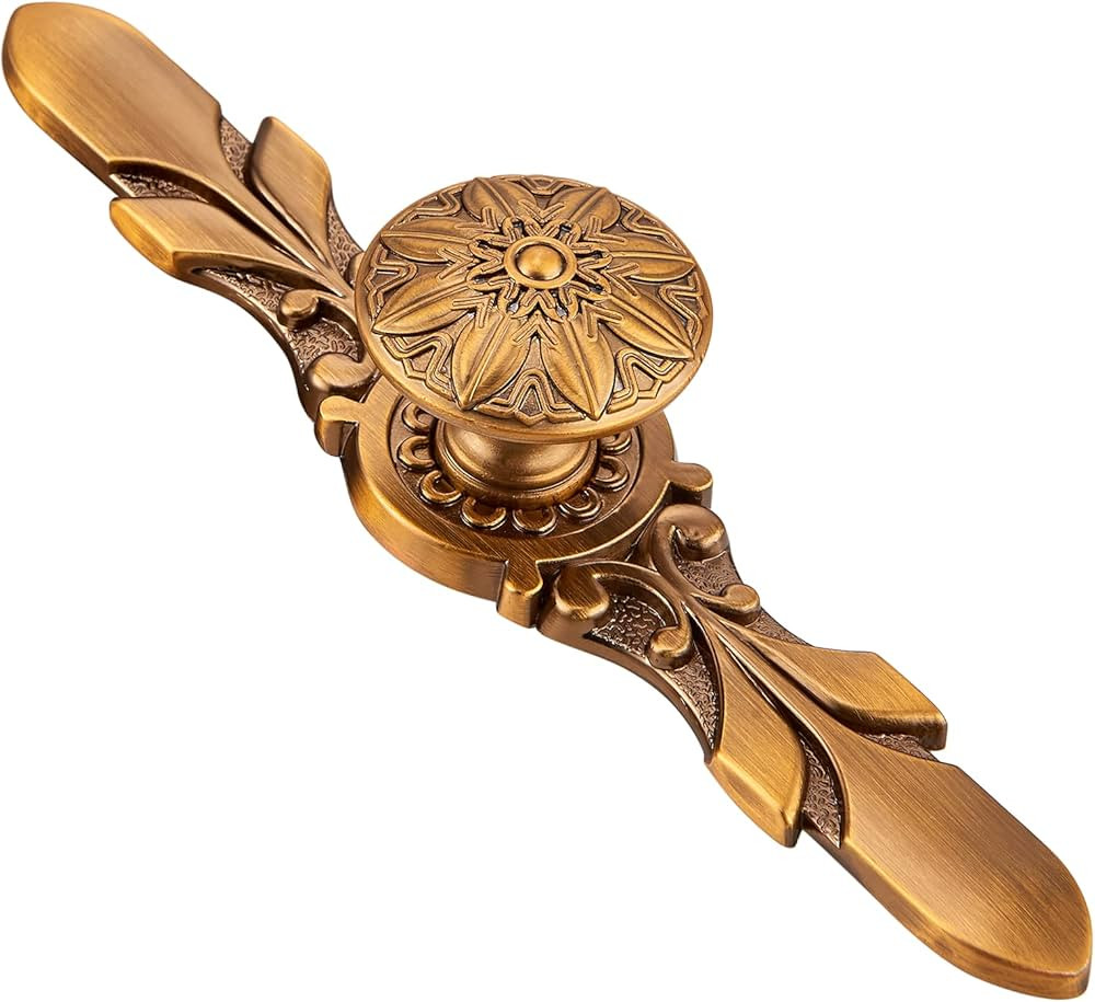 YCSJ 5 Pack Antique Brass Knobs & Back Plates for Cabinets,1-1/4’’ Dia Flower Matte Brass Cab... | Amazon (US)