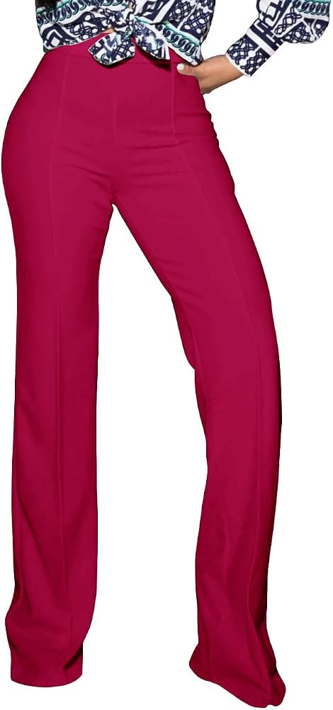 Women's High Waisted Stretchy Bootcut Pull On Dress Pants Casual Work Pants Fitted Trousers | Amazon (US)