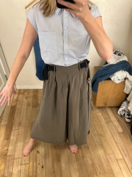 Tried this pant at Anthro for something different and liked them! Called the “Safari” pant- they are silk and flowy with a utility style belt. Run tts. Laura wearing a small here 😊

#LTKstyletip #LTKover40
