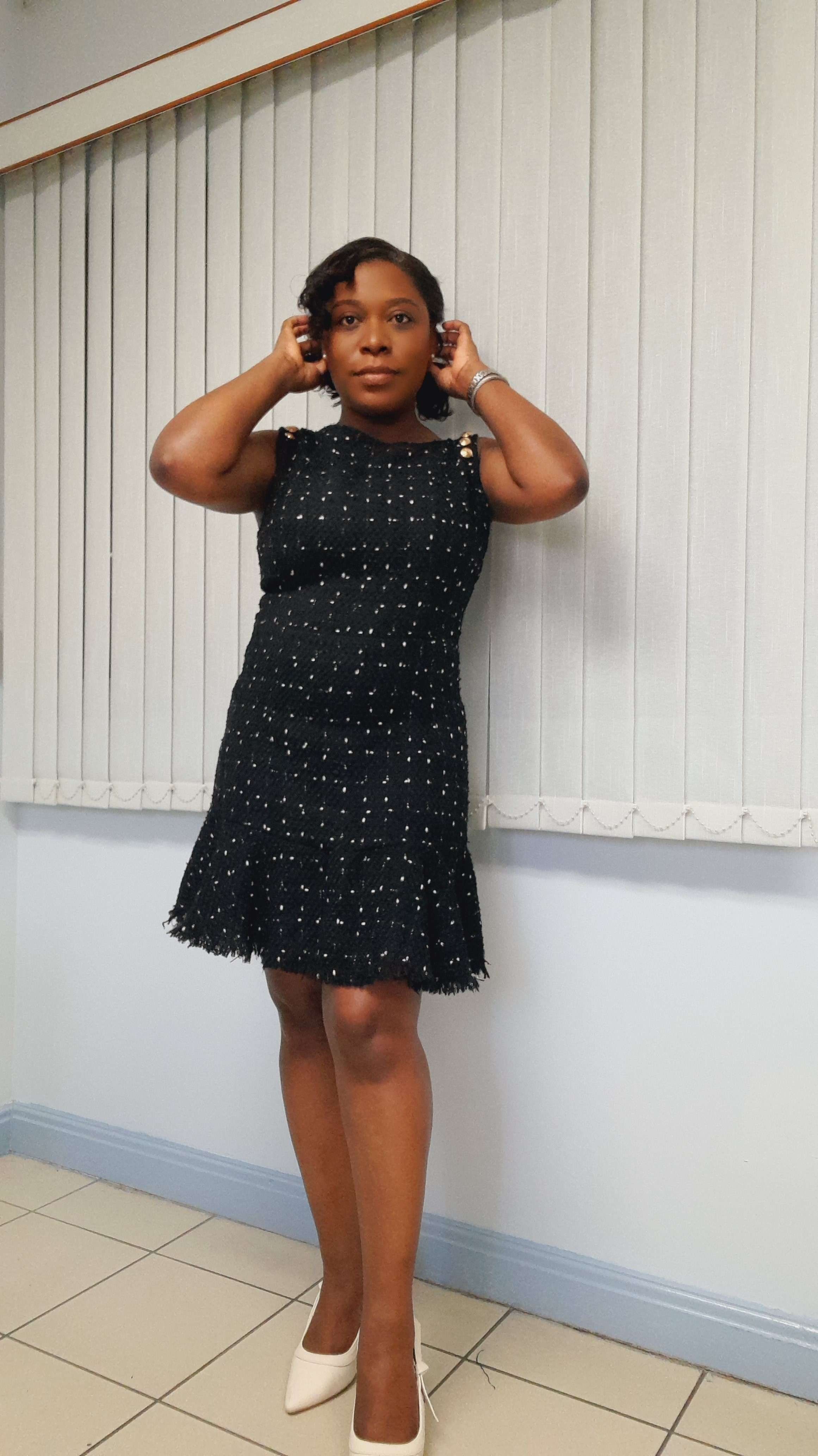 herlipto Classic Tweed Belted Dress