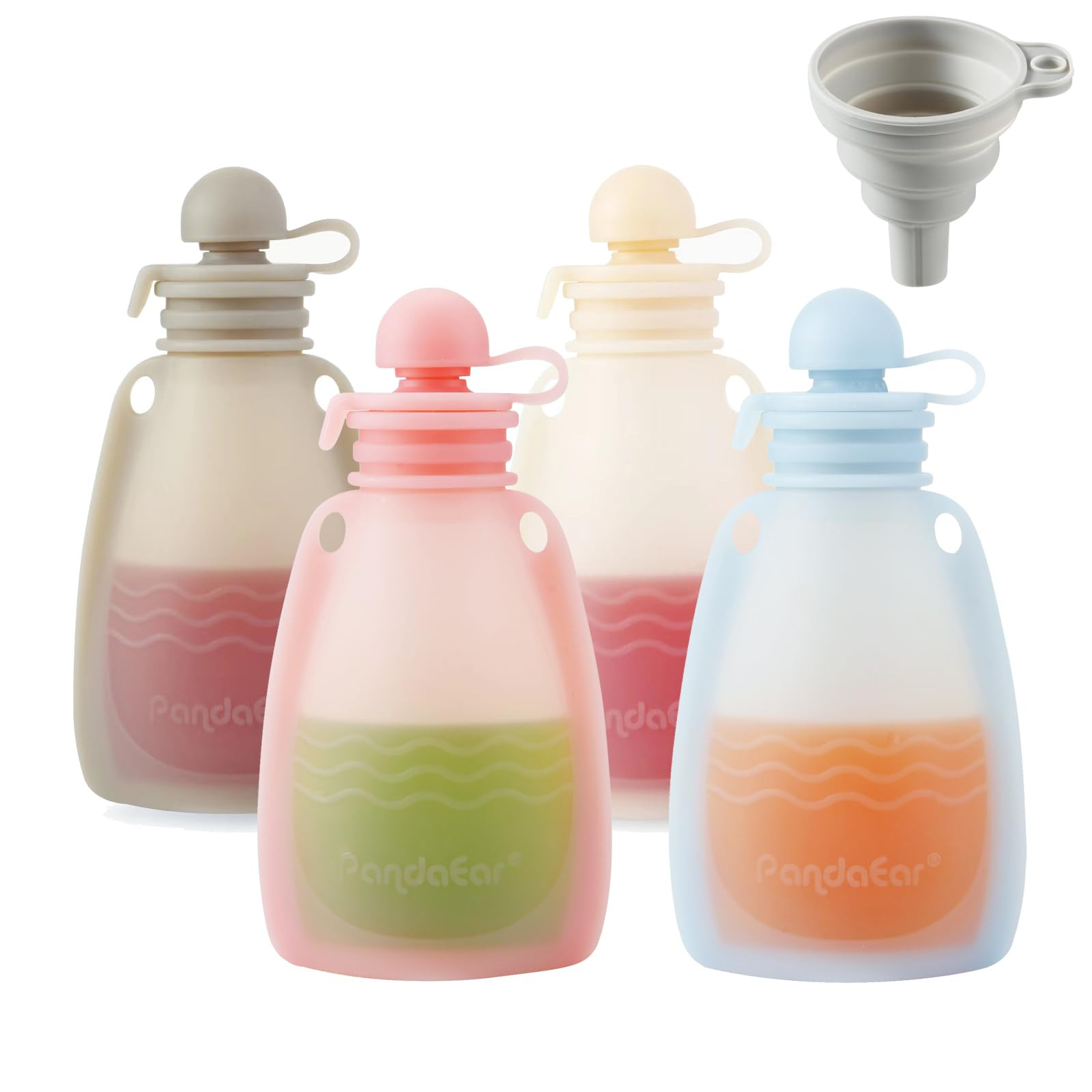 PandaEar Reusable Silicone Baby Food Pouches, 4 Pack Squeeze Pouches for Toddler Kids, BPA-Free S... | Amazon (US)