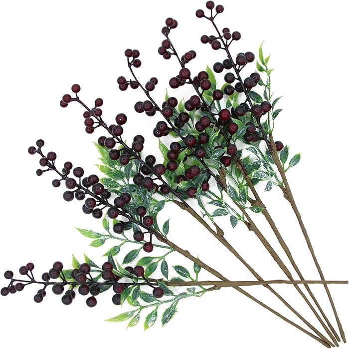6PCS Artificial Berries Red Berry Stems Fake Berries Fake Fruit Decor Christmas Decorations for H... | Amazon (CA)