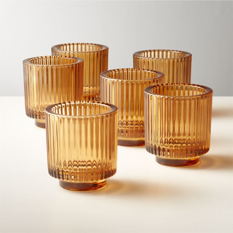 Ezra Amber Tea Light Candle Holders Set of 6 | CB2 | CB2