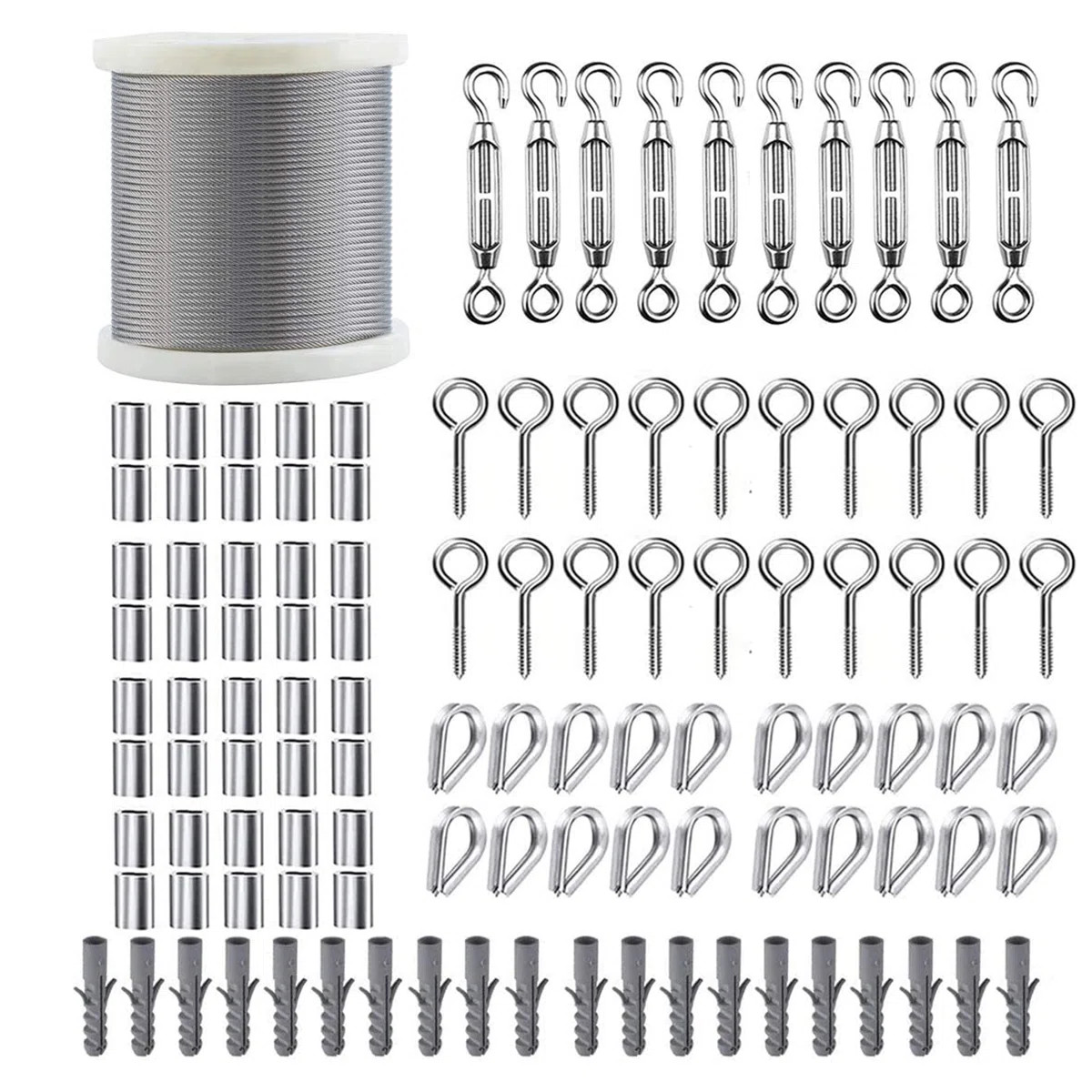 Diy-friendly Stainless Steel Wire Rope - Includes Tensioner Kit For Outdoor Lights, Climbing Plan... | Wayfair North America