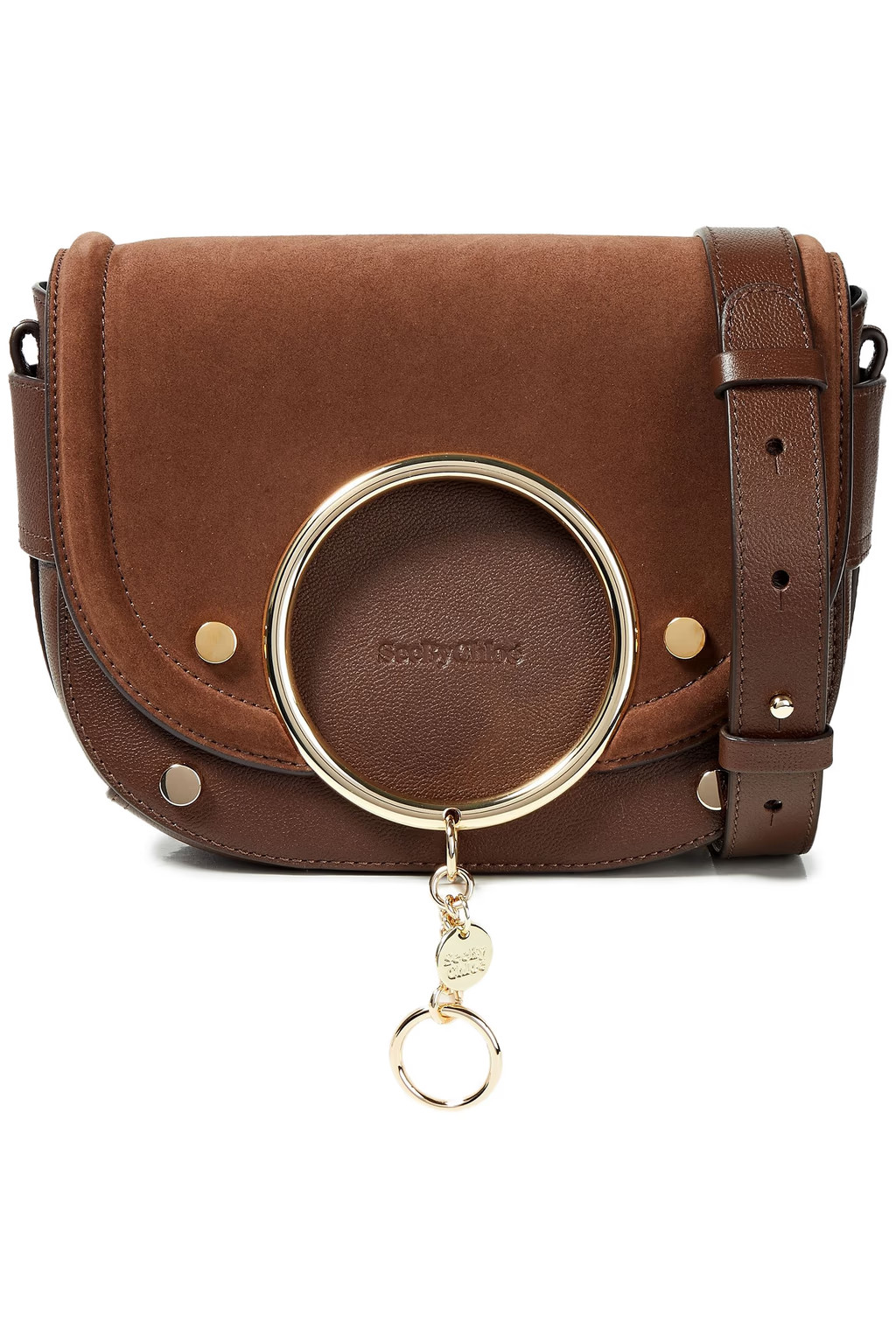 Mara suede-paneled textured-leather shoulder bag | The Outnet (US and CA)