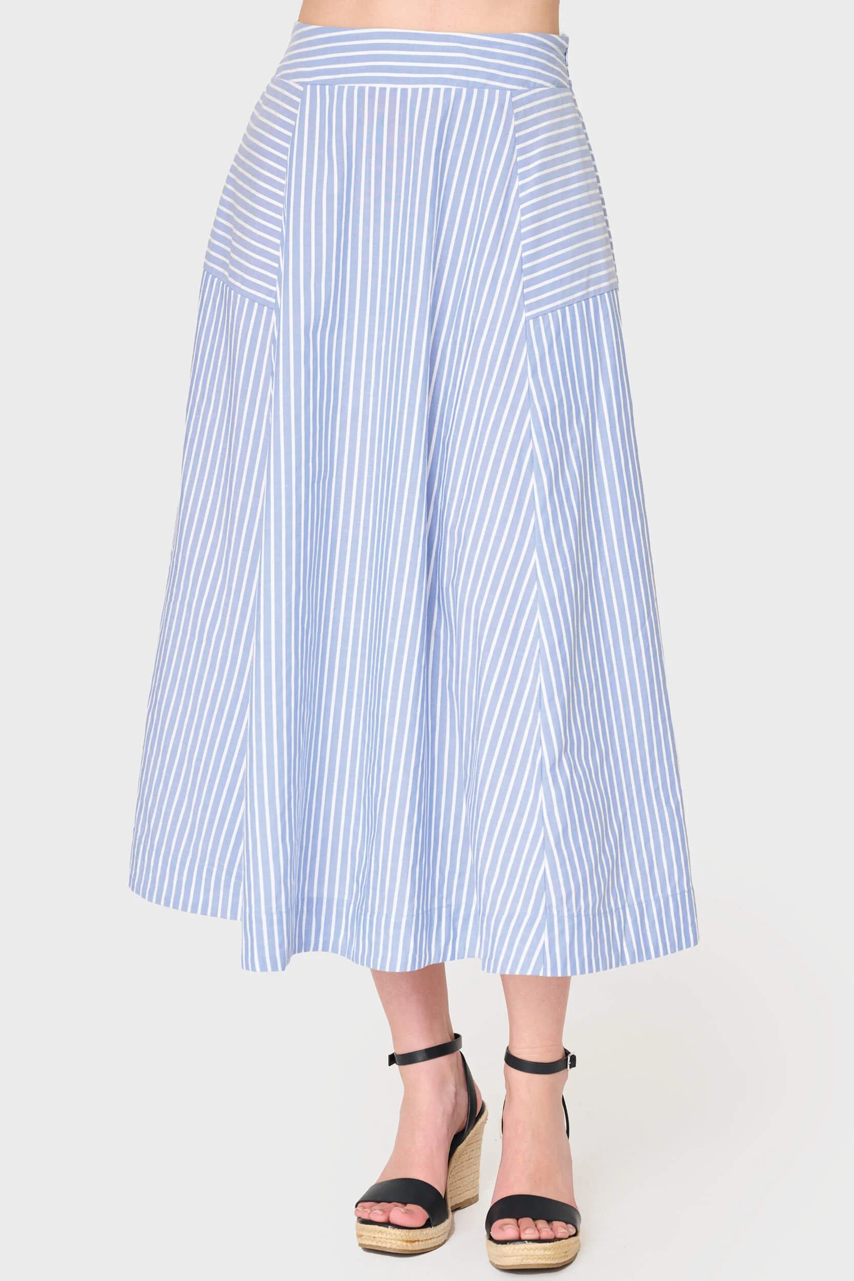 Blue Stripe Midi Skirt | Amanda – Gibsonlook | Gibsonlook