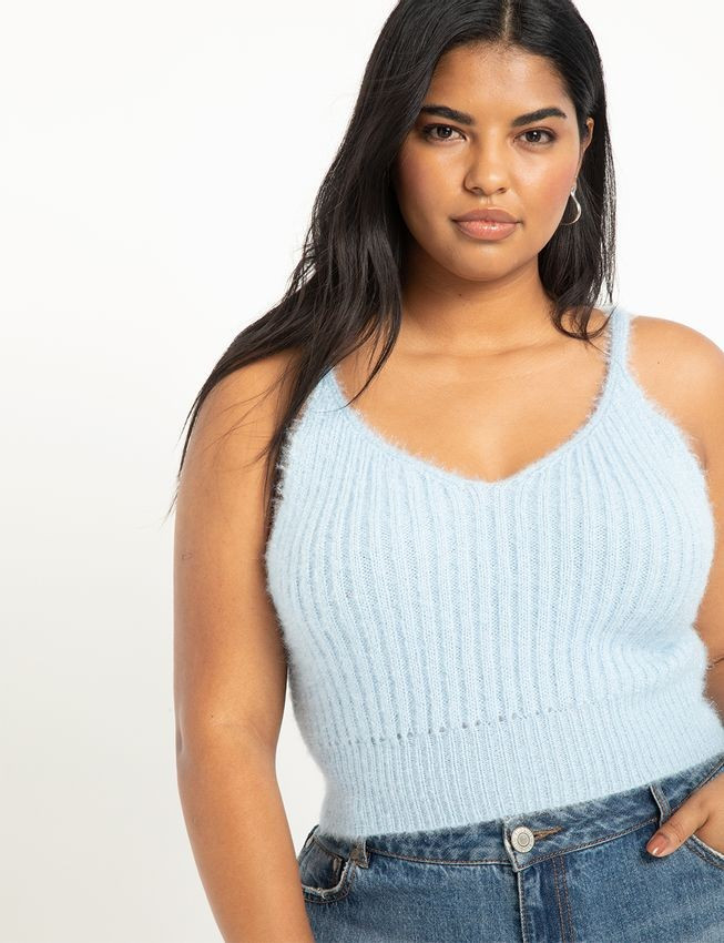 Cropped Sweater Tank - Kentucky Blue | Eloquii