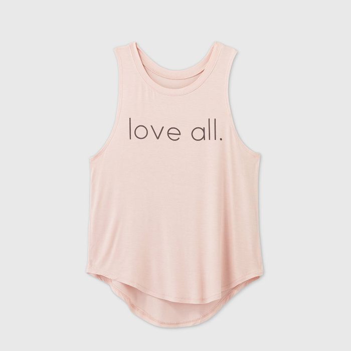 Women's Love All Graphic Tank Top - (Regular & Plus) Pink | Target