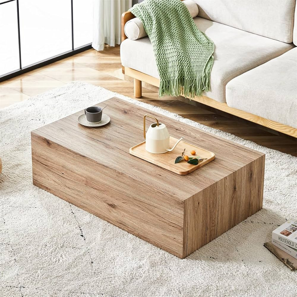 Faux Marble Modern Coffee Table - Centerpiece for Living Room, Wooden Design | Amazon (US)