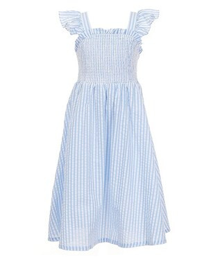 Big Girls Striped Flutter Sleeve Maxi Dress | Dillard's