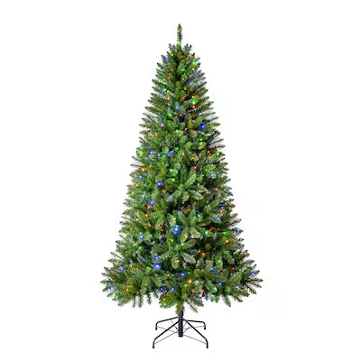 Holiday Living 7.5-ft Greensboro Spruce Pre-lit Artificial Christmas Tree with Color Changing LED... | Lowe's