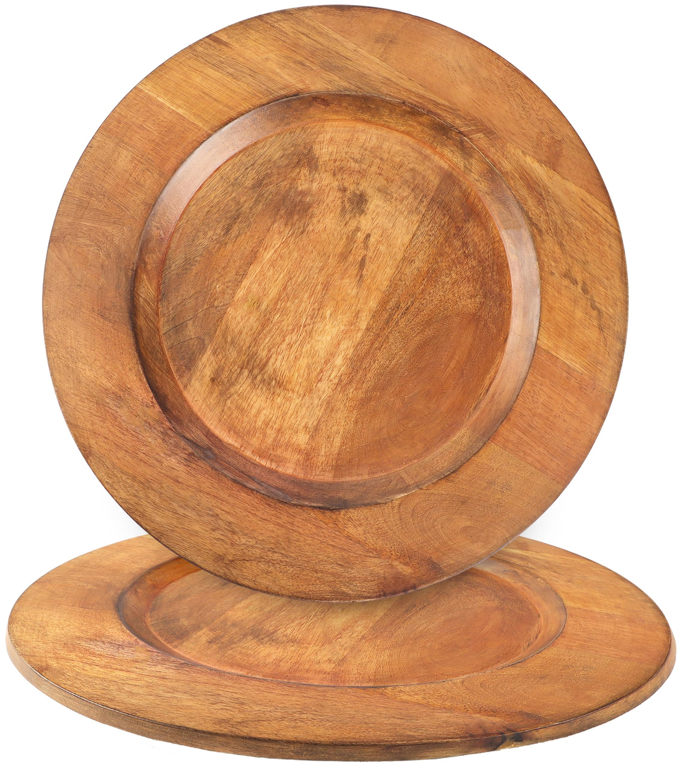 Alpha Living Home Wood Charger Plate Set of 2 - Round Serving Platters Rustic Chargers for Home D... | Amazon (US)