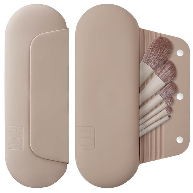 AGIKET Silicone Makeup Brush Holder Travel Cosmetic Bag：Soft Portable Cosmetic Face Brushes Hol... | Amazon (US)