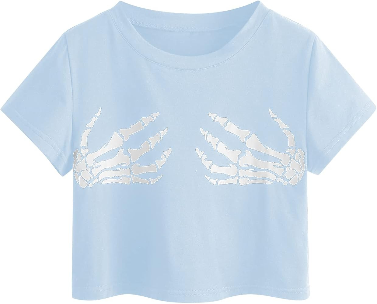 SweatyRocks Women's Cute Floral Print Cropped Tee Short Sleeve Crop Top | Amazon (US)