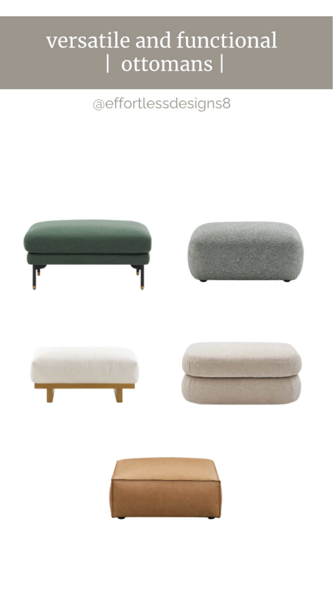 Whether you are needing extra seating or just a place to kick up your feet, these versatile and functional Ottomans are the perfect addition to any space.