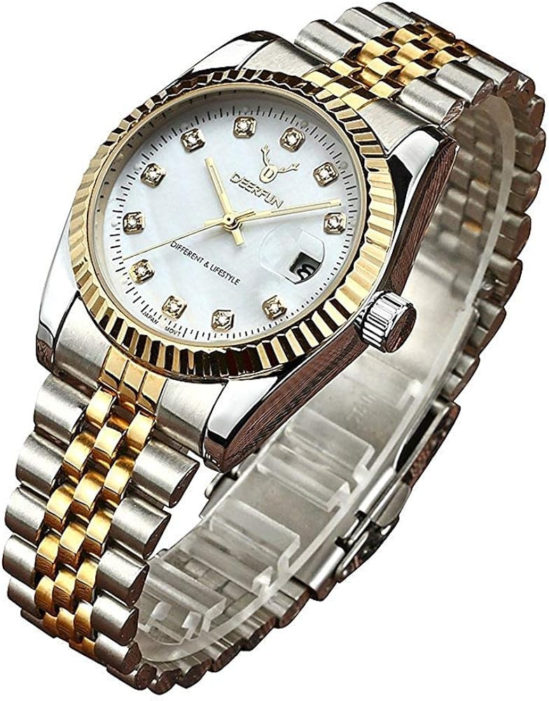 Reloj unisex de lujo de acero inoxidable con espejo mineral luminoso de cuarzo, resistente al agu... | Amazon (US)