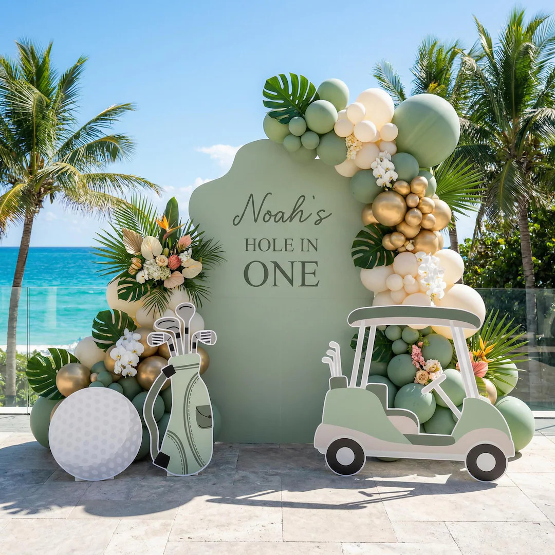 Hole in One Birthday Cutouts, Green Golf Party Decor, Golf Baby Shower, 1st Birthday, Props, Sign... | Etsy (US)