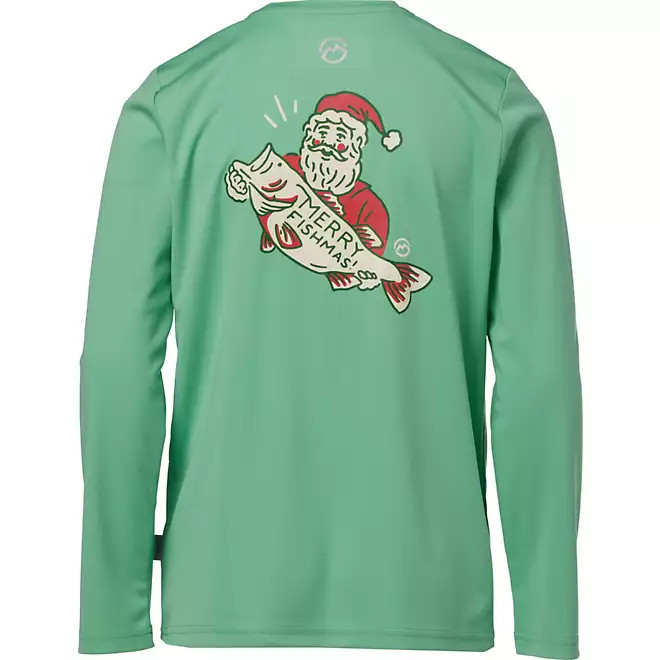 Magellan Outdoors Boys' Holiday Merry Fishmas Long Sleeve Graphic T-shirt | Academy | Academy Sports + Outdoors