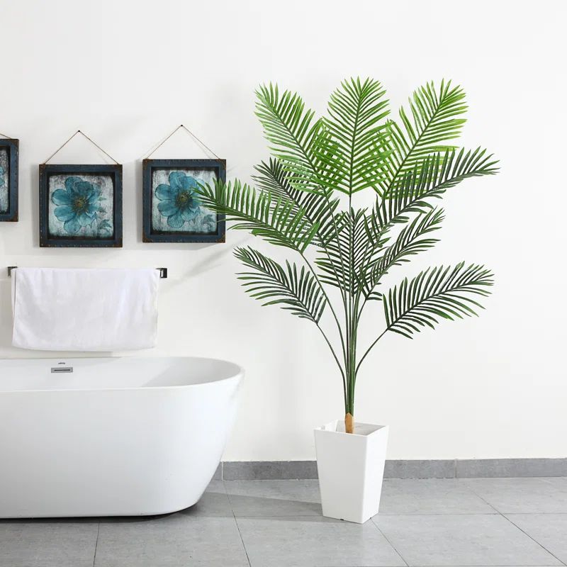 Adcock Artificial Palm in Pot, Faux Green Palm Plant, Fake Tree for Home Decor | Wayfair North America