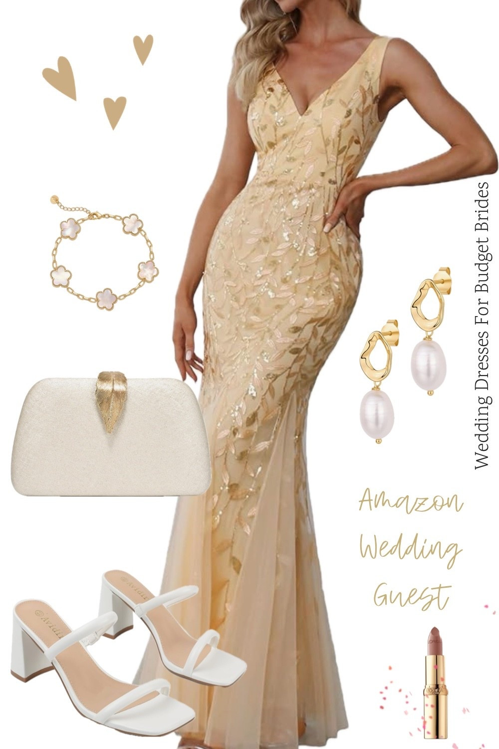Gold long evening gown and accessories on Amazon.

Special occasion dress, evening dress, wedding guest dress, formal dress, gold full length dress, bridesmaid dress, bridal party dress, Amazon dress.

#LTKWedding #LTKSeasonal