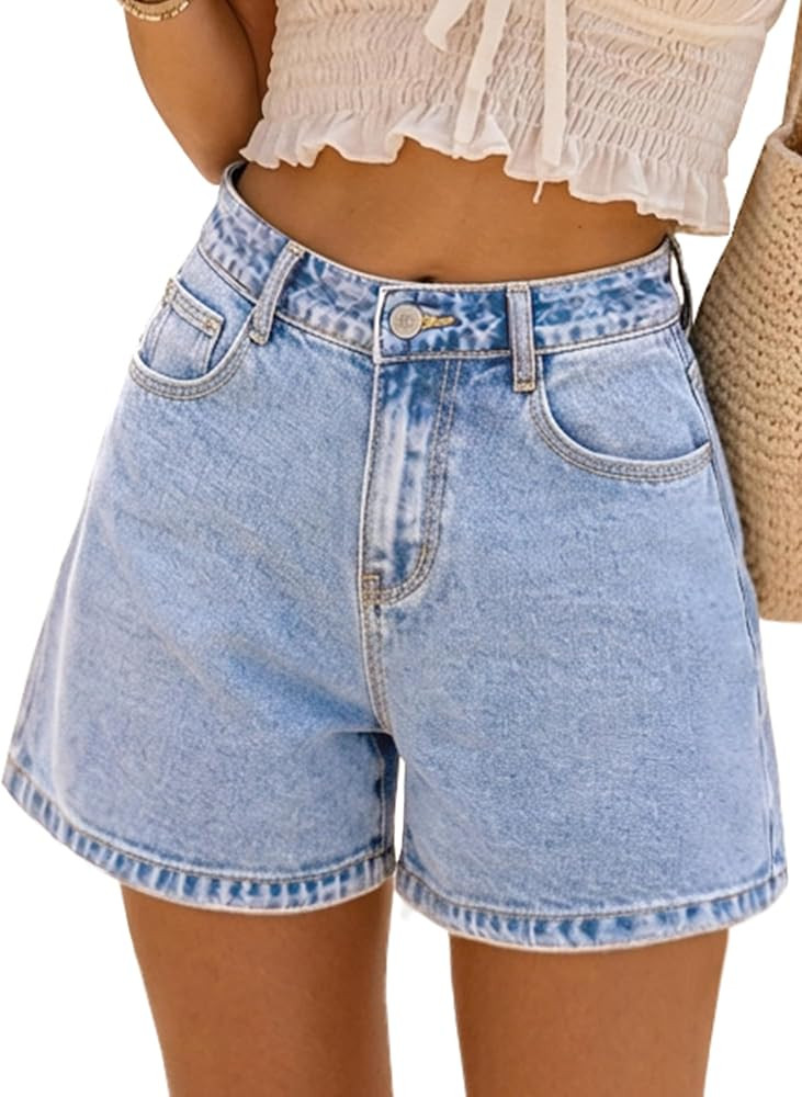 ELLEVEN Baggy Jeans Shorts for Women\uff0cHigh Wasited A-Line Bermuda Jorts | Amazon (US)