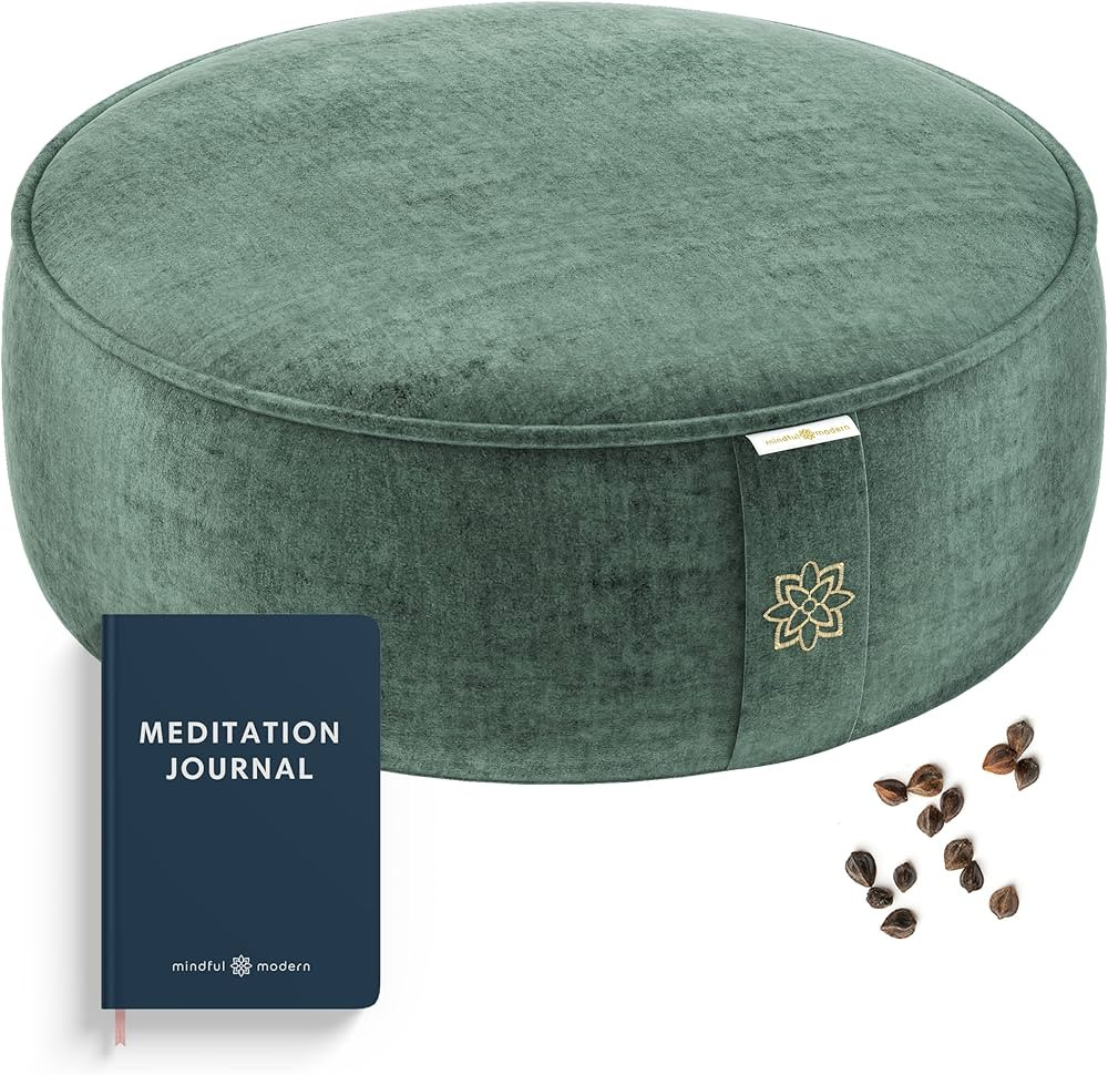 Mindful Modern Velvet Meditation Cushion | Luxe Zafu Yoga Floor Pillow Seat | Posture Support | B... | Amazon (US)