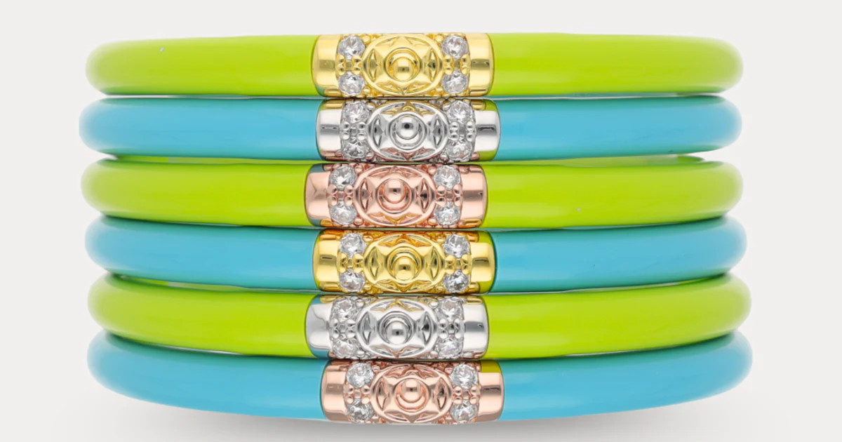 Wasabi/Turquoise Summer Stripes Bangle Stack | BuDhaGirl
