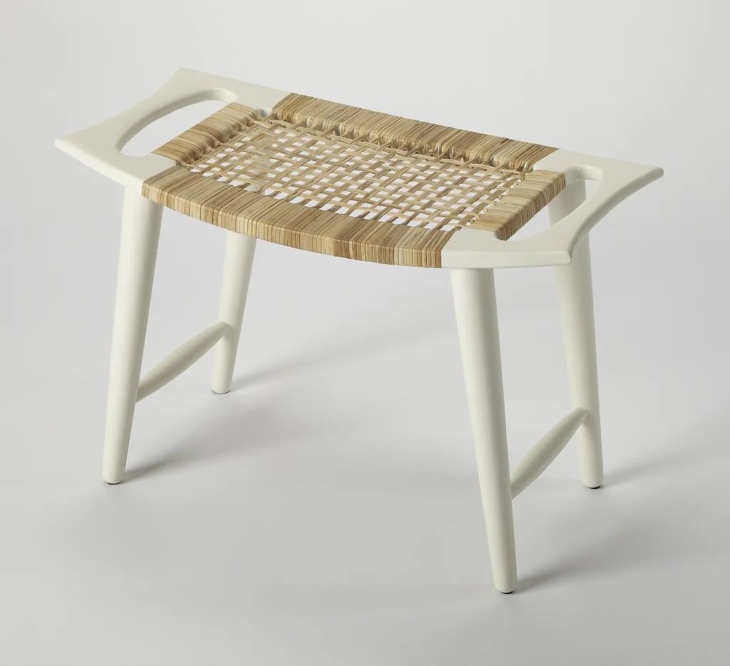 White and Natural Cane Woven Stool | Walmart (US)