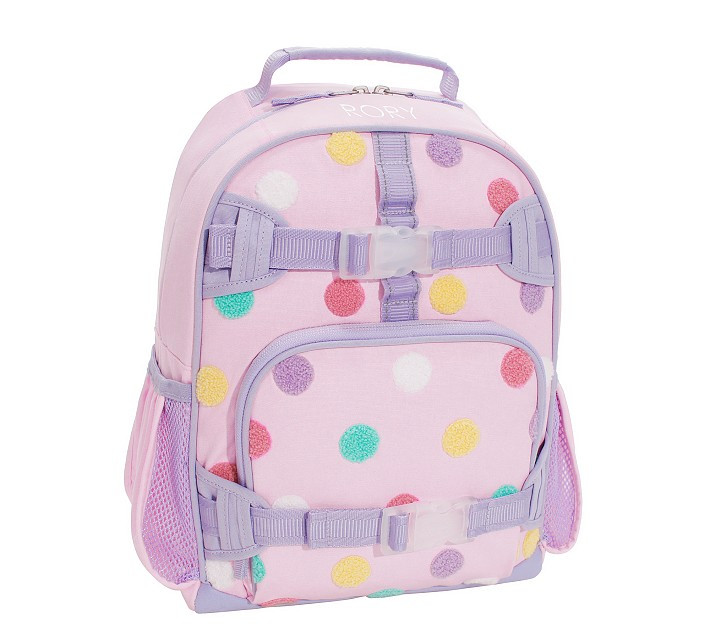 Mackenzie Pink Polka Dots Chenille Backpacks | Pottery Barn Kids