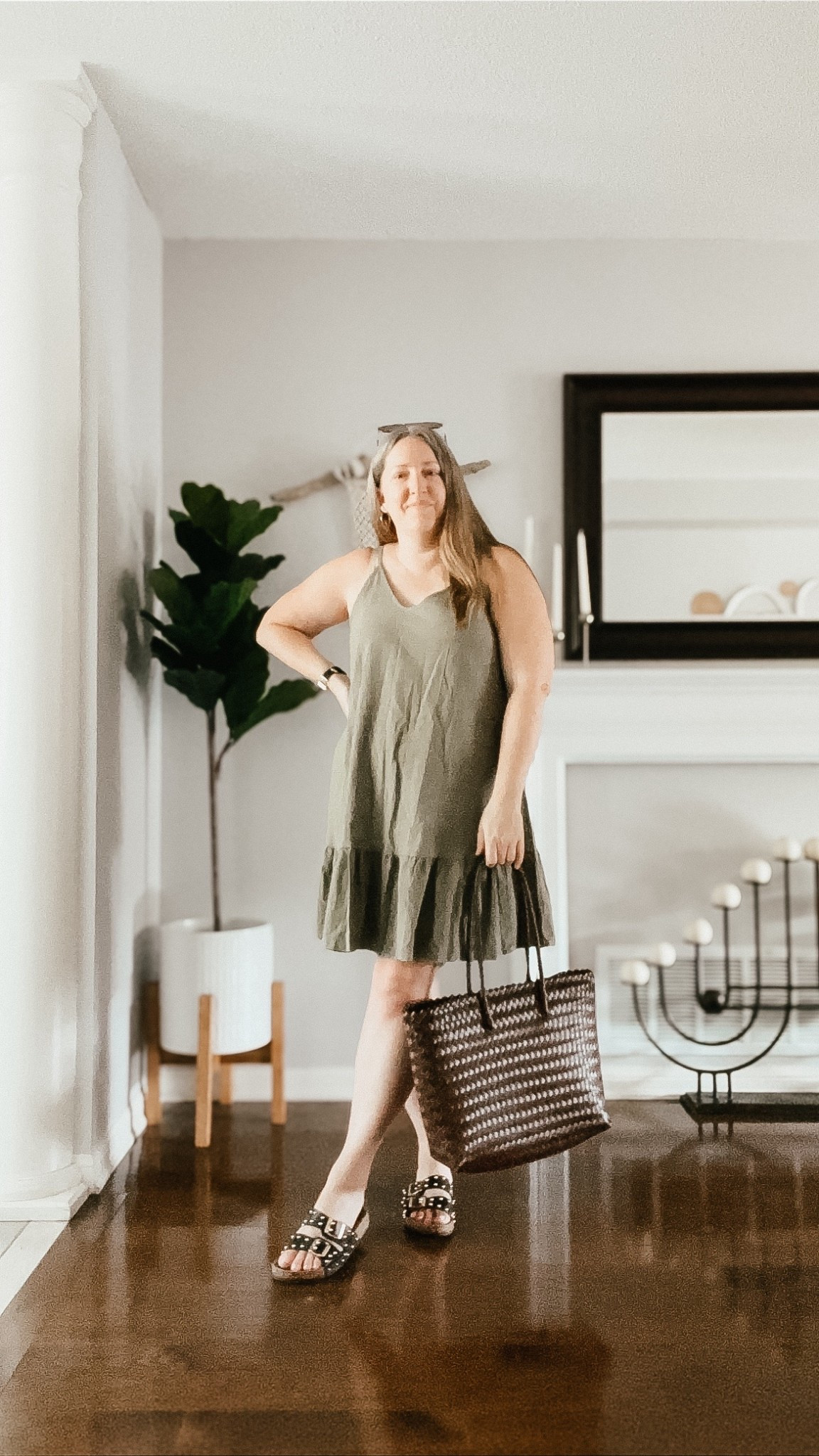 Summer dress outfit
Mini dress, beach dress, olive dress, gold jewelry 

#LTKFindsUnder50 #LTKSeasonal #LTKOver40