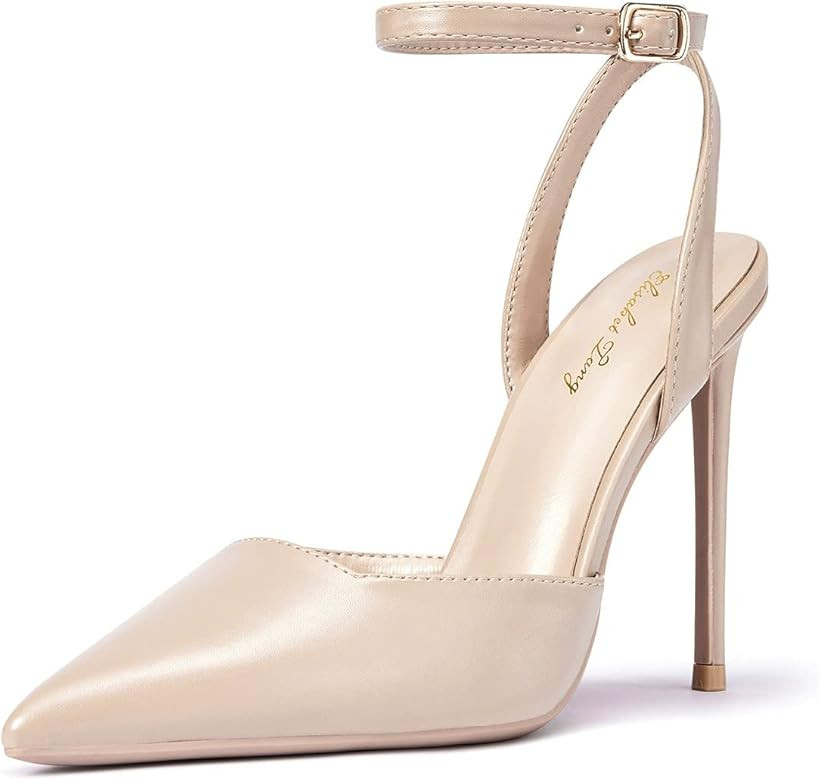 Elisabet Tang High Heels, Women's Strappy Closed Toe Stiletto Pumps Ankle Strap Pointed Toe D'Ors... | Amazon (US)