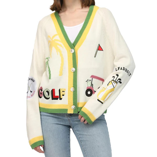 Cream Golf Cardigan Sweater | Jennifer Miller Jewelry