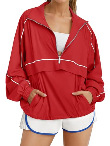 Amazon.com : Fisoew Quarter Zip Pullover Women UPF 50+ Lightweight Windbreaker Jacket Running Hik... | Amazon (US)
