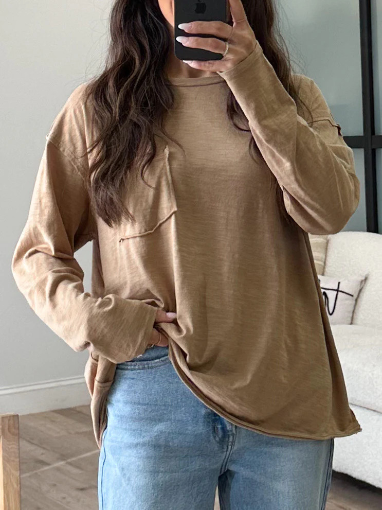 Offhand Slub Long Sleeve | Camel | +Plus Available | Talulah