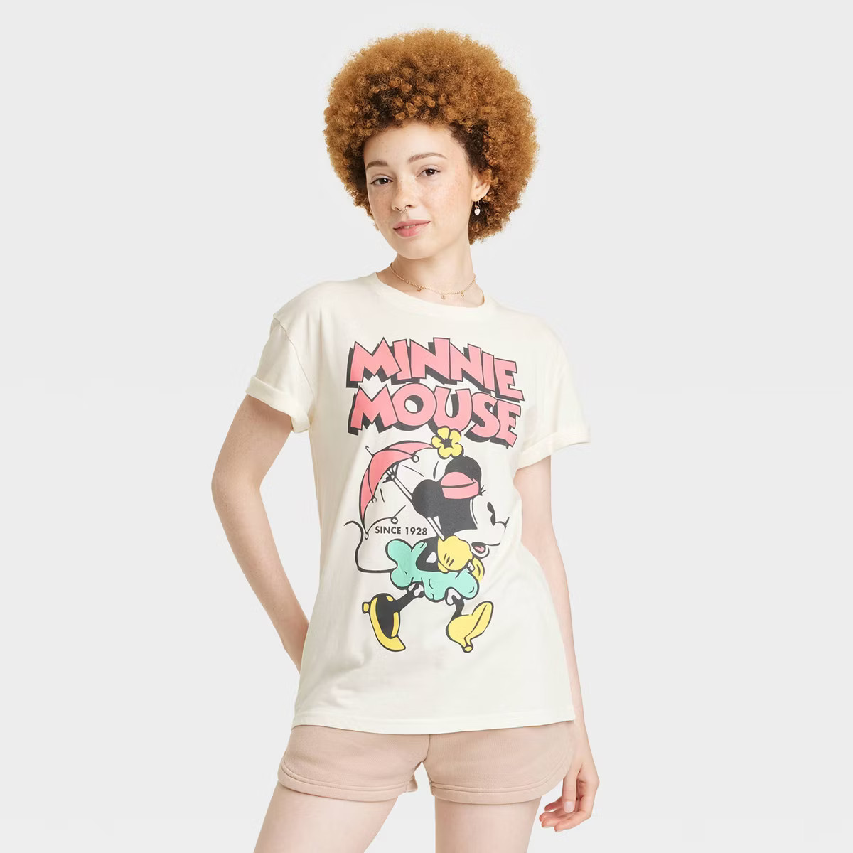 Women's Disney Minnie Mouse Retro Short Sleeve Graphic T-Shirt - White | Target