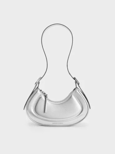 Petra Curved Shoulder Bag
    
         - Silver | Charles & Keith US