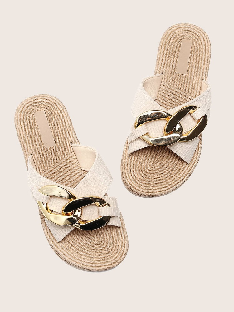 Chain Decor Criss Cross Slides | SHEIN
