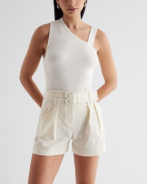 Super High Waisted Belted Paperbag Shorts | Express