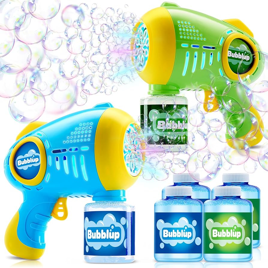 JOYIN 2 Packs Light Up Bubble Guns with 4 Bottles Refill Solution, 10 Holes Automatic Bubble Gun ... | Amazon (US)