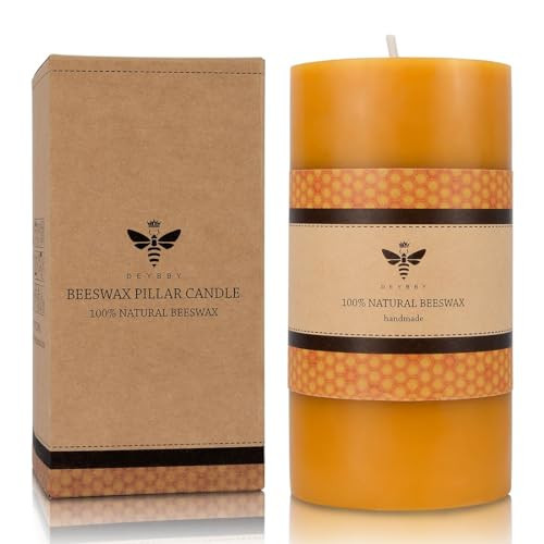 3 x 6'' Natural Beeswax Pillar Candle, Large Beeswax Candle for Home Spa Yoga, Yellow Raw | Amazon (US)