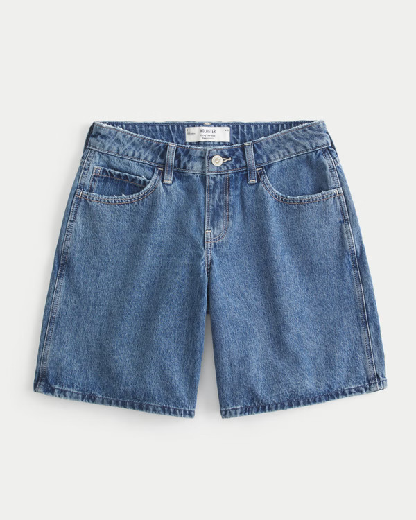 Curvy Low-Rise Dark Wash Baggy Jort | Hollister (US)