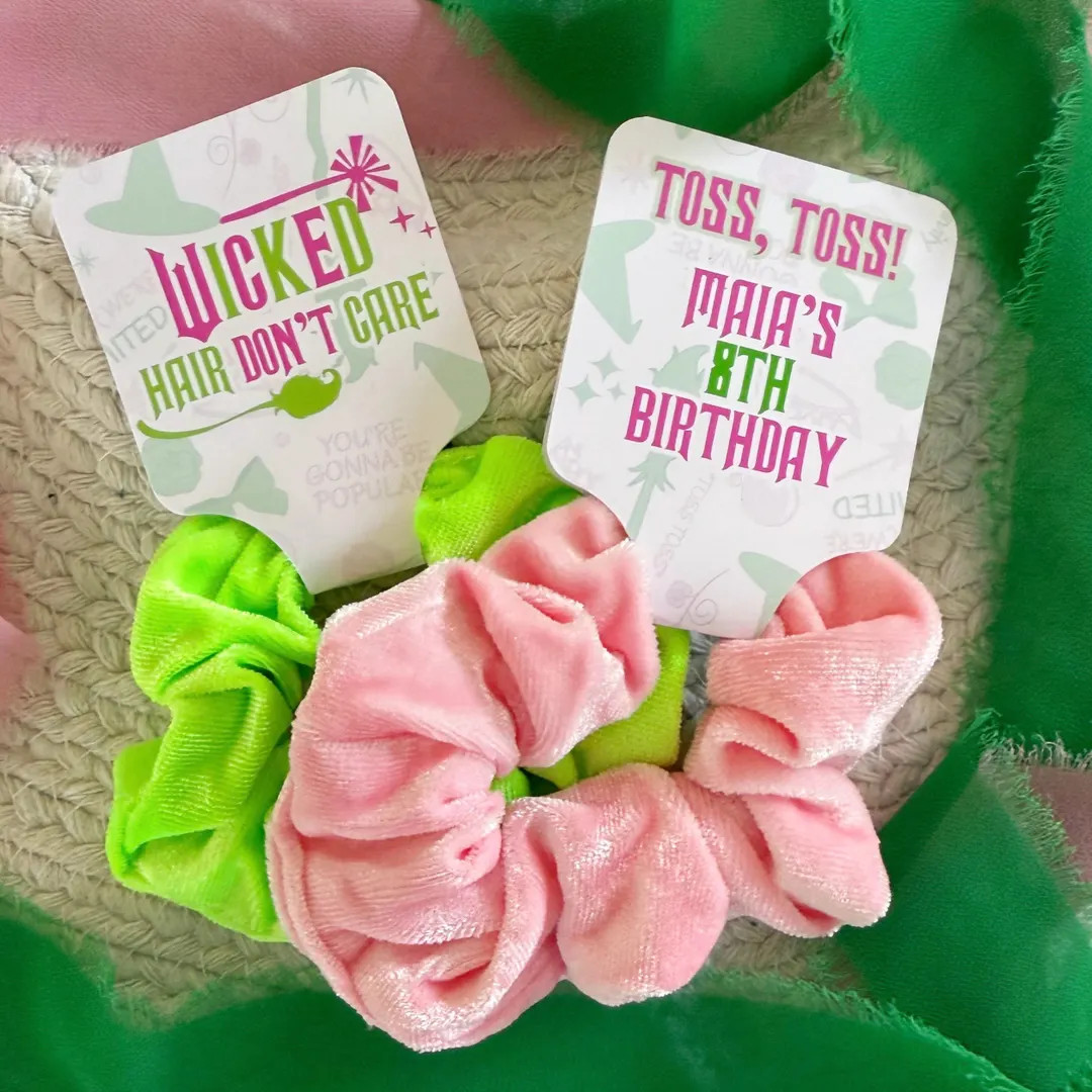 Wicked Scrunchie Party Favors Wicked Party Favors Pink and Green Elphaba Glinda Wicked Birthday W... | Etsy (US)