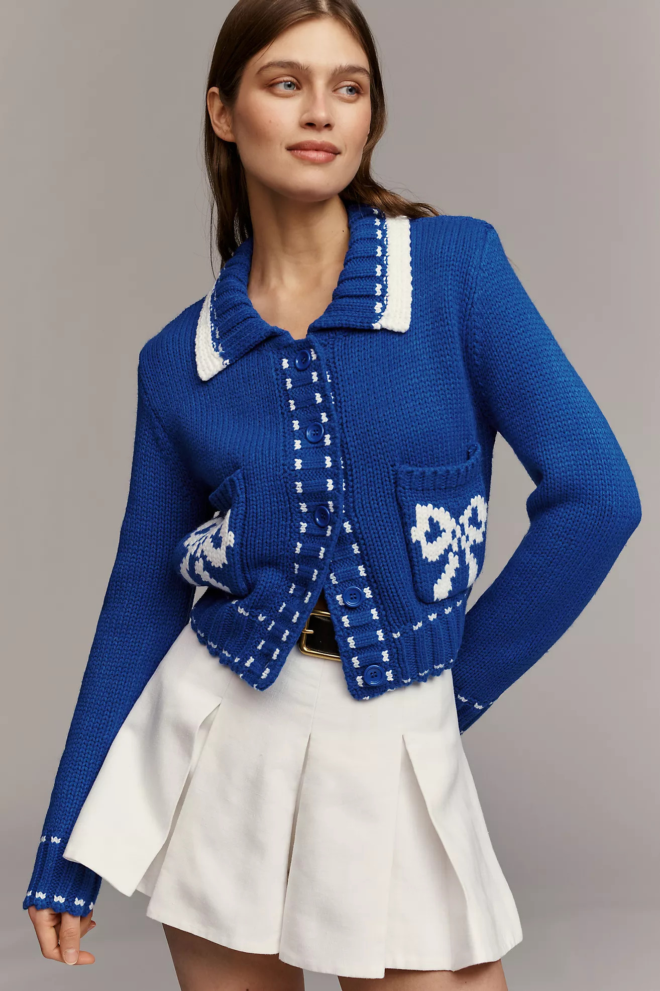 English Factory Petite Bow Pocket Cardigan Sweater | Anthropologie (US)