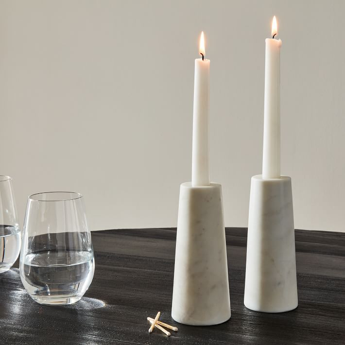 Foundations White Marble Reversible Candleholder | West Elm (US)