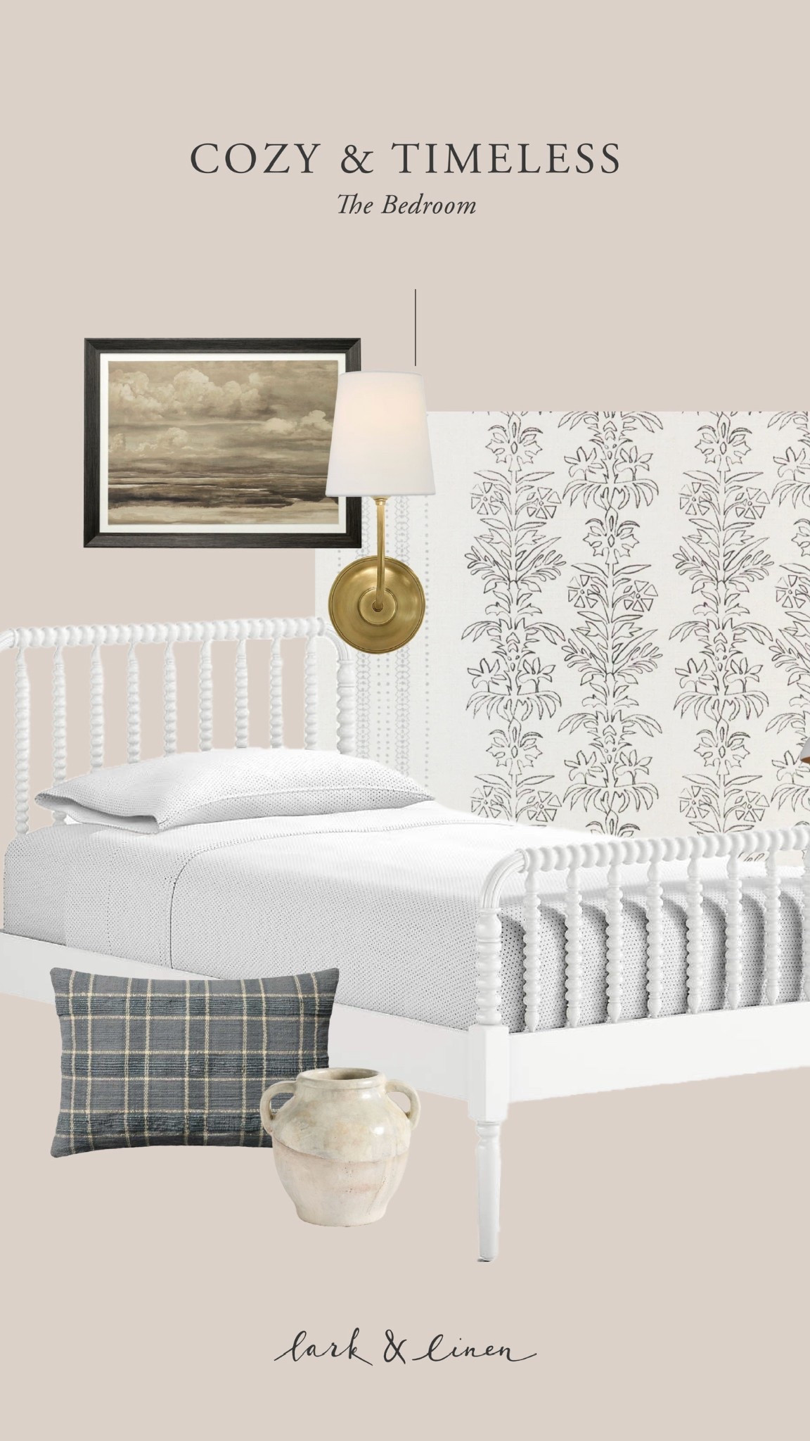 A calming bedroom edit featuring a Jenny Lind spindle bed, statement wallpaper moment, and cozy finishing touches. A blend of texture and warmth to create a restful, quietly elevated retreat.

#LTKHome