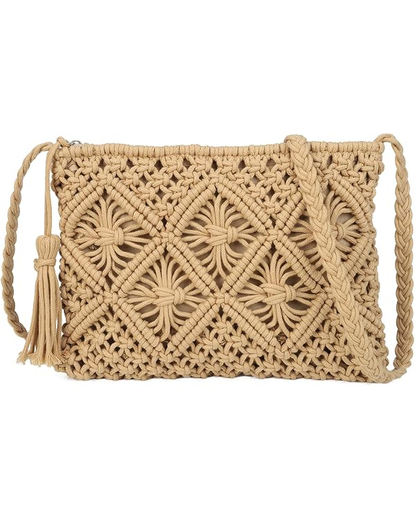 Gladdon Bohemian Small Crossbody Bag for Women Stylish Woven Shoulder Purses with Tassel | Amazon (US)