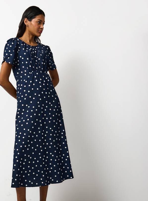 Navy Spot Print Maxi Tea Dress 12 | Tu Clothing